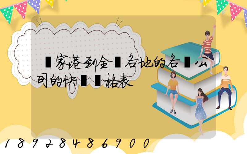 張家港到全國各地的各個公司的快遞價格表